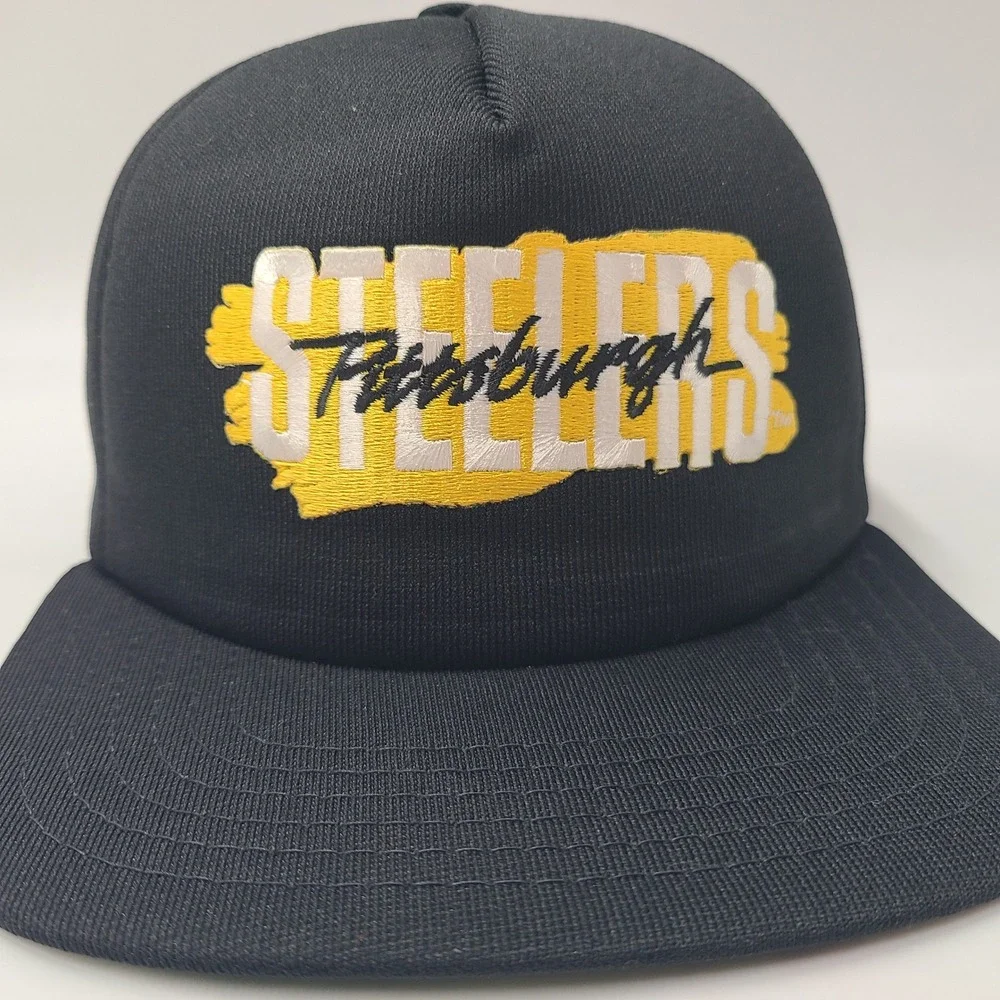 Vintage Pittsburgh Steelers Hat Snapback New Era Black Yellow NFL Foam USA Men